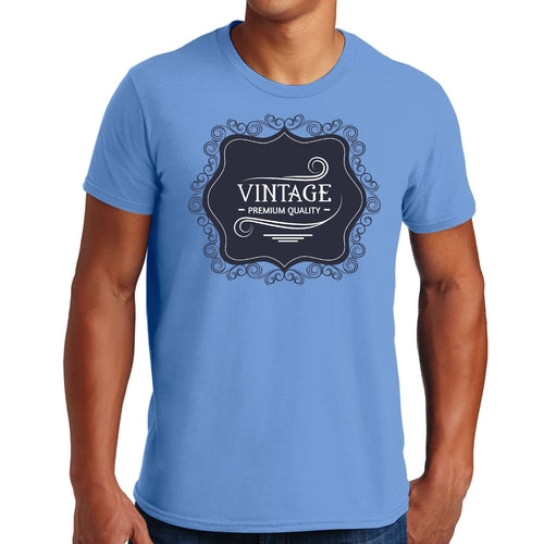 Mens Graphic T-shirt Vintage Premium Quality Blue White Illustration