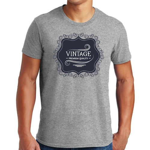 Mens Graphic T-shirt Vintage Premium Quality Blue White Illustration