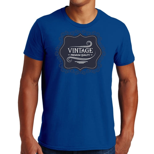 Mens Graphic T-shirt Vintage Premium Quality Blue White Illustration