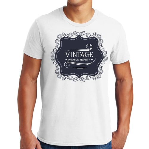 Mens Graphic T-shirt Vintage Premium Quality Blue White Illustration