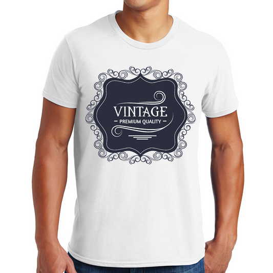Mens Graphic T-shirt Vintage Premium Quality Blue White Illustration